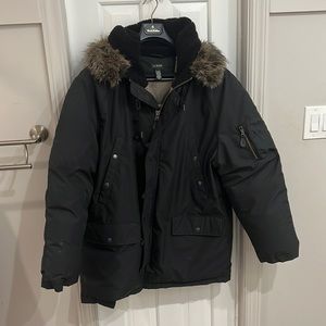 J. Crew black snorkel parka with down/feather fill in XL